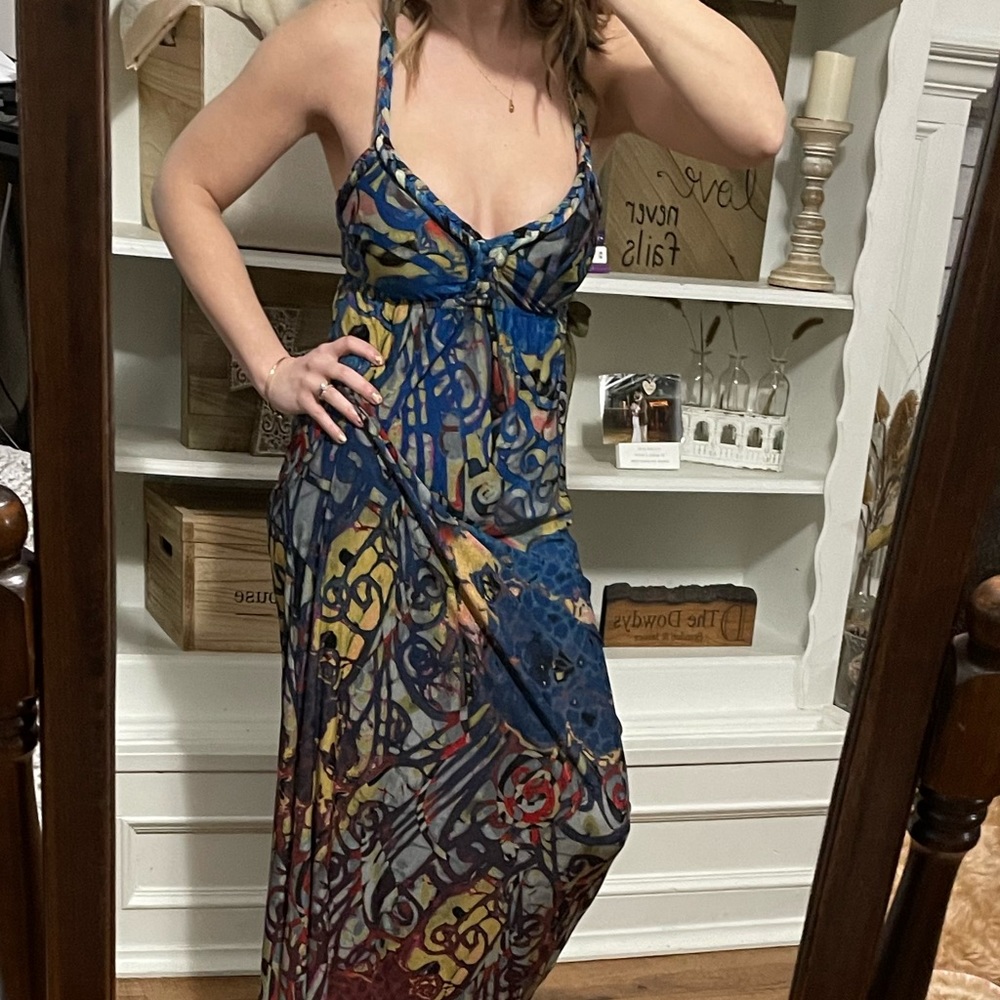 Charming Charlie braided multi colored Maxi Dress